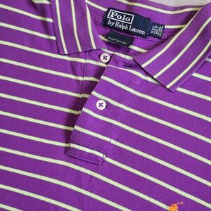 Polo Ralph Lauren XXL Men's Purple Key Lime Striped Embroidered Orange Pony A